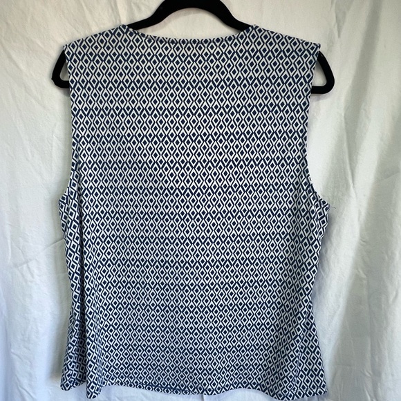 Laundry by Shelli Segal Sleeveless Cowl Neck Top - XL blue & white print - Picture 3 of 5